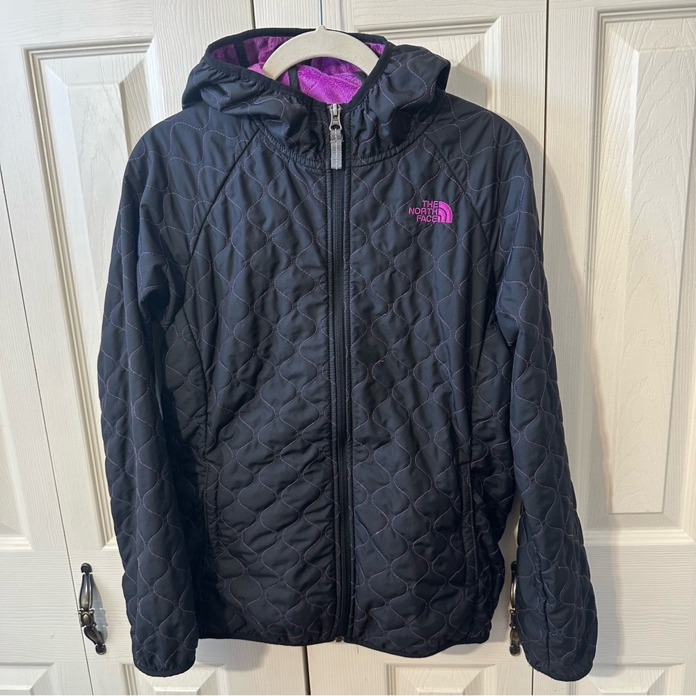 The North Face Quilted Fleece Lined Hooded Jacket Packable Girls Size XL